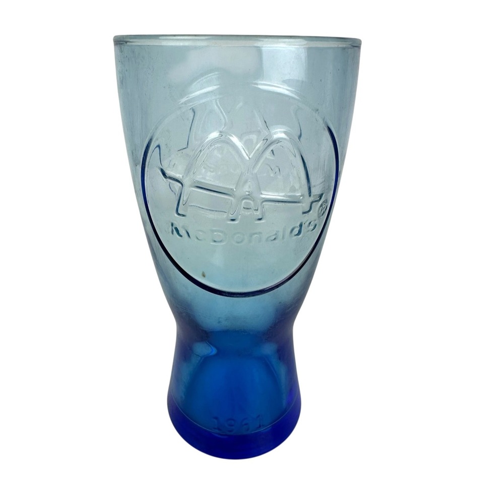 Vintage 1961 Cobalt Blue McDonalds Style Coke Glass Collectors Glassware 6.5"